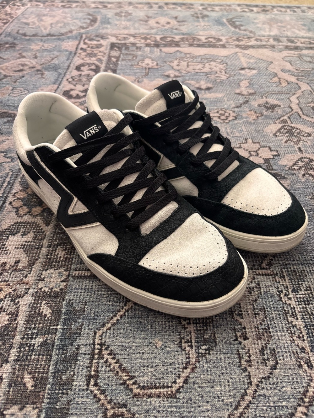 Vans Men’s Black and White Low-Top Skate Sneakers